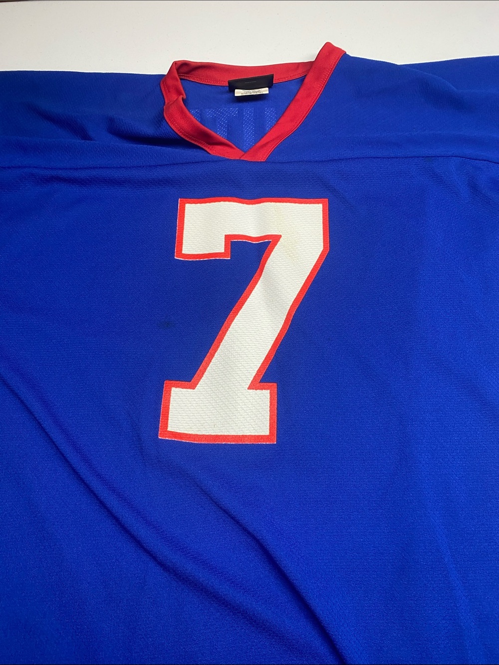 Logo Athletic Doug Flutie Blue Men’s Jersey with White Number 7 and Red Trim